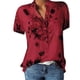 thumbnail image 1 of Sonducket Camisa de mujer Blusa casual estampada Cuello en V Top de manga corta Prendas para la parte del cuerpo Rojo M Sonducket AP002115-10, 1 of 5