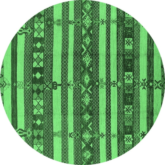 Ahgly Company Indoor Round Oriental Emerald Green Industrial Area Rugs, 8' Round