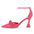 thumbnail image 2 of FSJ Women Graceful Bowknot Pointed Closed Toe D'Orsay Pumps Ankle Strap Flared High Heels Sandals Party Wedding Cocktail Shoes Size 8.5 Pink, 2 of 4