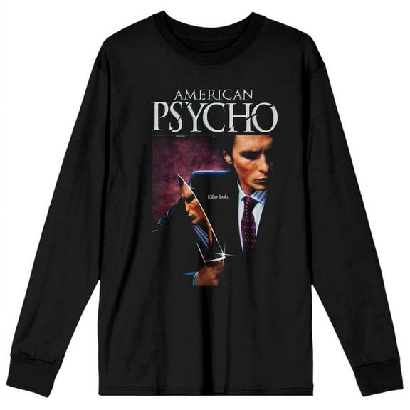 American Psycho Patrick Bateman Poster Women's Black Long Sleeve Shirt-3XL