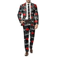 thumbnail image 4 of ZHOUCHANKIDS Mens Valentine's Day Two Piece Suit Set Featuring A Full Rose Print Design On Jacket And Pants Black XXXL, 4 of 6