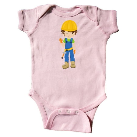 

Inktastic Construction Worker Brown Hair Boy With Hammer Gift Baby Boy Bodysuit