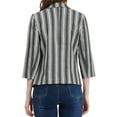 thumbnail image 3 of INSPIRE CHIC Blazer à Rayures pour Femme Manches 3/4 Décontracté Ouvert à l'Avant Revers Cranté Blazer TP Noir Blanc, 3 of 8
