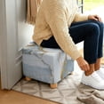 thumbnail image 5 of SCRAWLGOD Marble Print Light Blue Square Ottoman Cover Jacquard Fabric Ottoman Slipcover Stretchable Footrest Stool Covers for Square and Rectangle Ottomans, 5 of 7