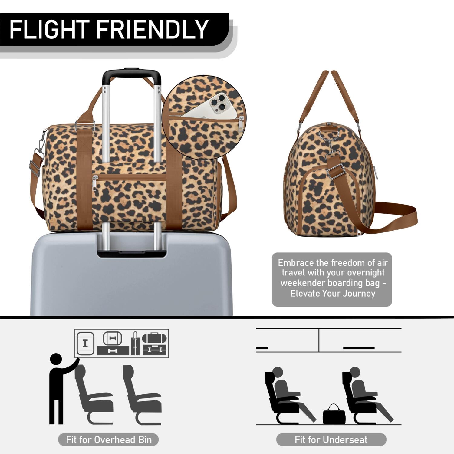 Leopard Womens Gym Tote Duffle Bag with Wet Pocket & Shoe Compartment, Checkered Travel Duffel Bag Overnight Weekender Hospital Tote Girls Workout Carry on Bag with Luggage Sleeve
