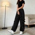 thumbnail image 7 of Lmueinov Women's 90s Retro Parachute Cargo Pants Elastic Waist D string Multi Pockets Baggy Wide Leg Streetwear Casual Hiking Jogger Pants, S-XXL, 7 of 7