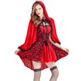 thumbnail image 2 of Disfraces de Halloween para mujer, moda retro, gótico, vestido de encaje, capa, minivestido de malla, conjuntos de disfraz de Halloween para mujer, 2 of 5