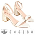 thumbnail image 2 of Sandalias de tacón grueso de bloque bajo para mujer Zapatos de vestir con correa en el tobillo con punta abierta (38 Blanco), 2 of 8