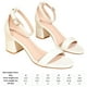 thumbnail image 2 of Sandalias de tacón grueso de bloque bajo para mujer Zapatos de vestir con correa en el tobillo con punta abierta (36 blanco), 2 of 9
