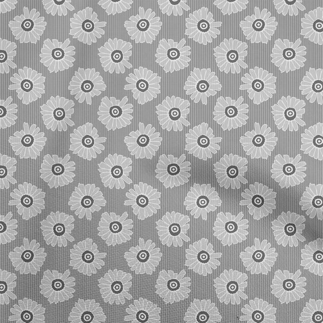 oneOone Velvet Gray Fabric Asian Floral With Stripes Craft Projects Decor Fabric Printed By The Yard 58 Inch Wide