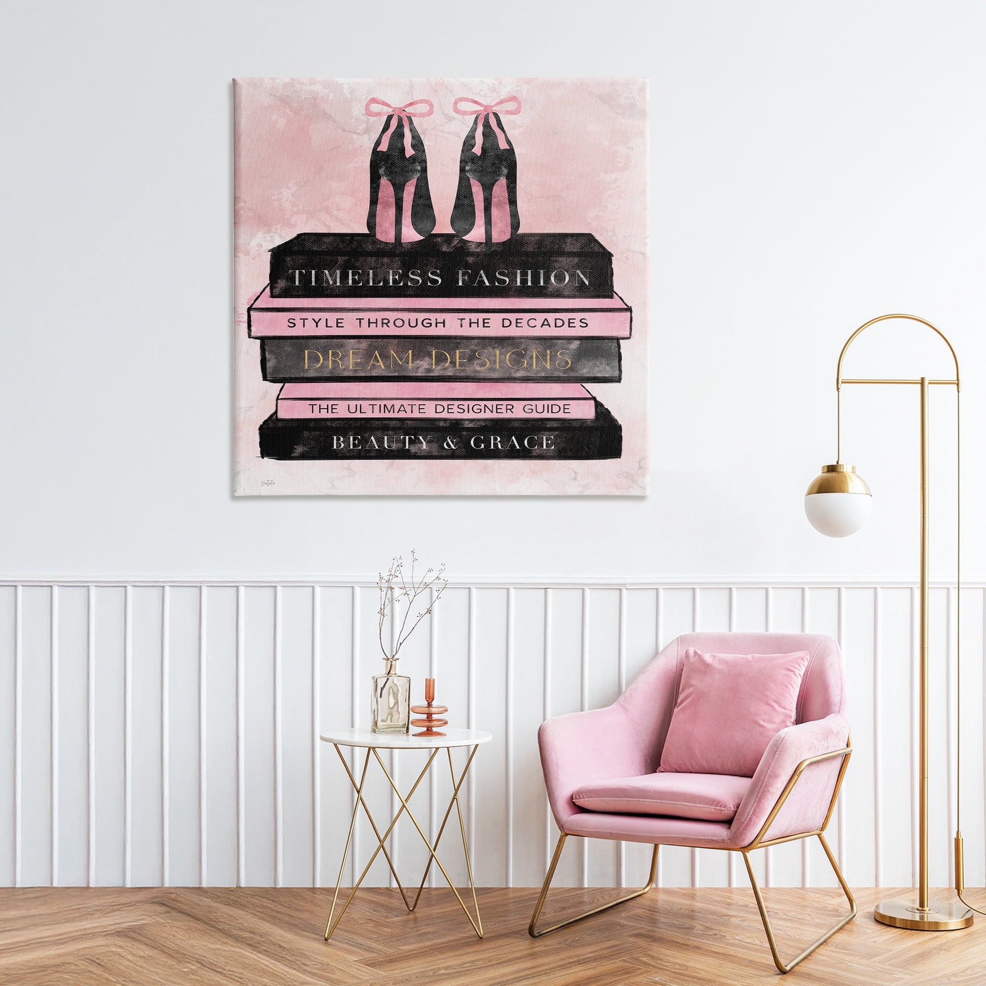 Stupell Industries Blush Fashion Book Stack Canvas Wall Art, design by Natalie Carpentieri
