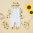 thumbnail image 3 of Babibeauty Newborn Baby Girl Romper Infant Letter Print Bodysuit Jumpsuit+Hat+Headband Coming Home Clothes Outfit (Yellow,1-3 Months), 3 of 14