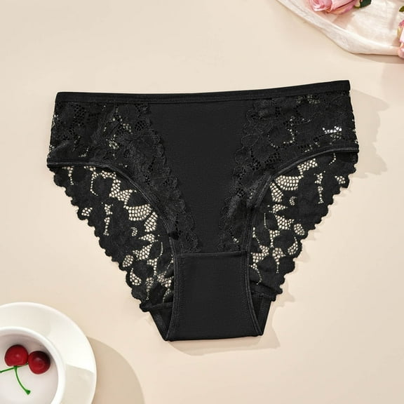 Women's Large Size High Waist Breathable Thin Thong Lace Breathable Seamless Underwear Seamless Panties for Women Black 4XL