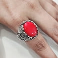 thumbnail image 5 of Coral Mans Ring, Natural Red Coral Ring, Unisex Ring, Silver Jewelry, 925 Silver Ring, Birthday Gift, Heavy Mens Ring, Arabic Design, Ottoman Style Ring, Christmas, Turkey Mens Signet Ring, 5 of 7
