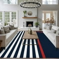 thumbnail image 4 of Rectangle Area Rugs 5 x 7 Ft, Anchor Navy Blue Non-Slip Residential Carpet, Red Nautical White Geometric Stripes Indoor Crawling Mats Runner Rugs for Living Room/Dining Room/Bedroom, 4 of 8