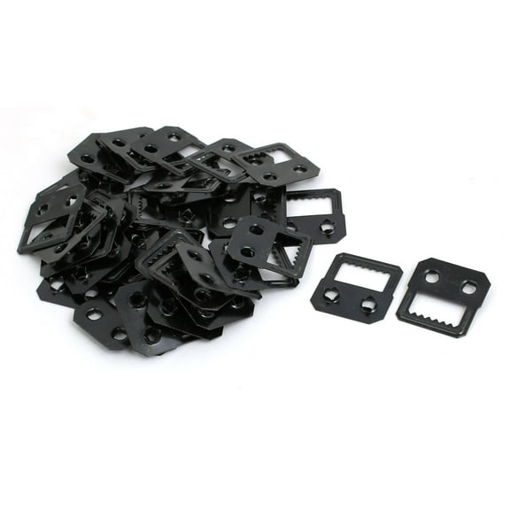 Unique Bargains Album Photo Frame Picture Metal Self Fix Two Holes Hanger Black 40Pcs