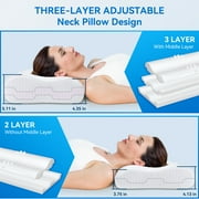 Bed Pillow, Cervical Pillow for Neck Pain Relief, Memory Foam Neck Pillow for Sleeping, Contour Cooling Pillow for Side Sleeper, Adjustable Orthopedic Sandwich Pillow