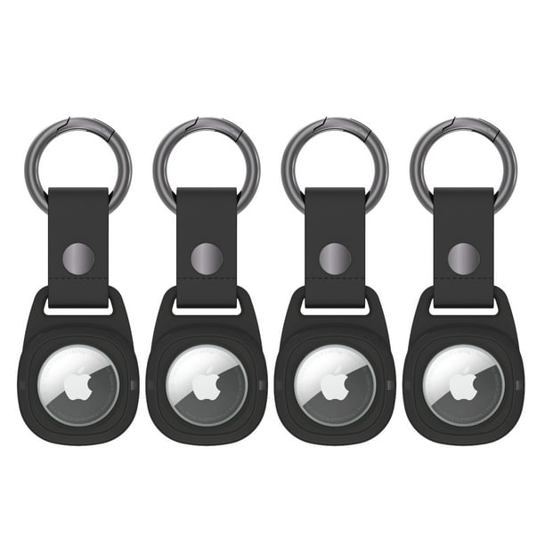 onn. 4 Pack Rugged Protective Keyring Holder for Apple Airtag Black