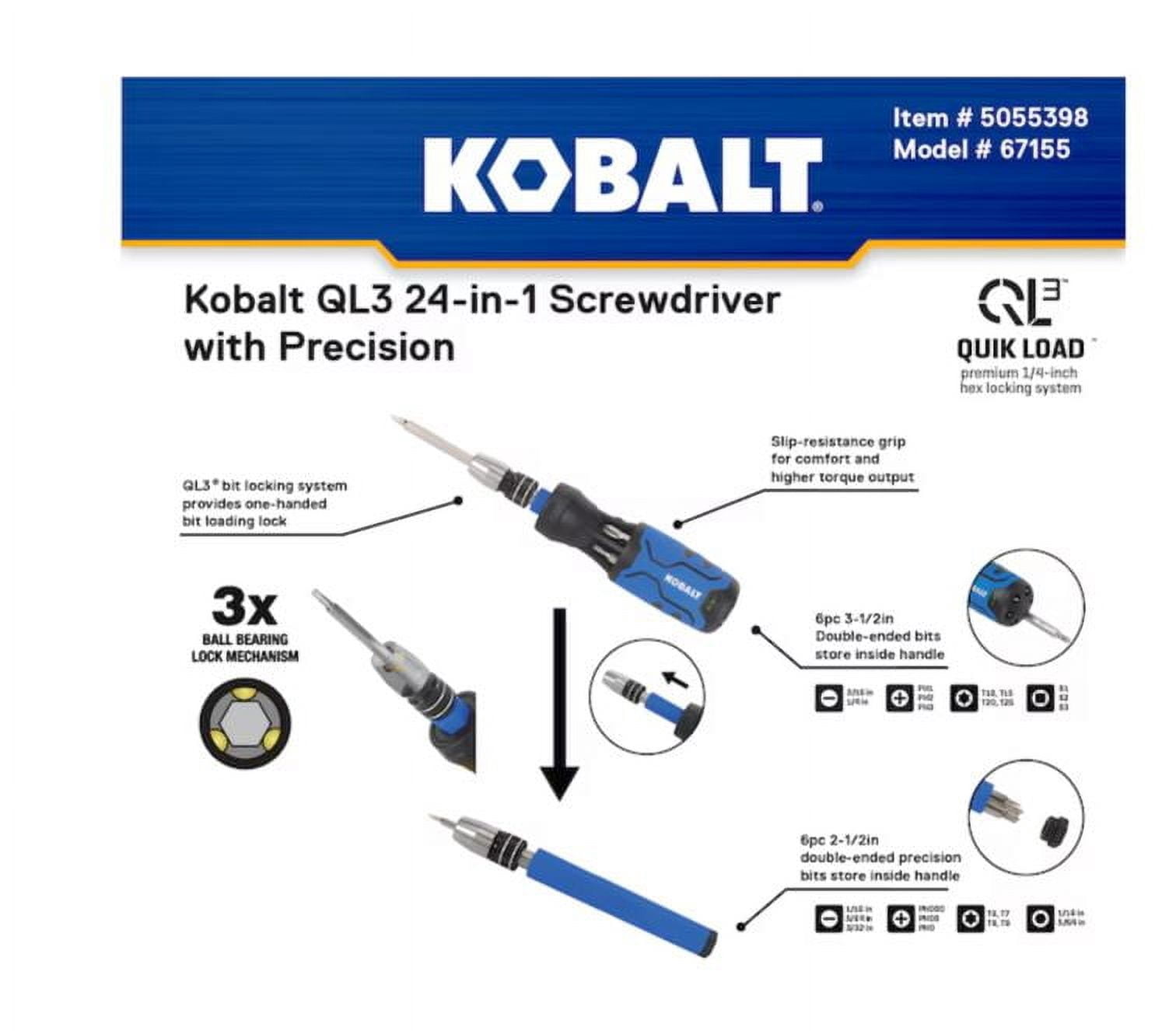 Kobalt QL3 24-in-1 Screwdriver w/Precision Multi-bit Combination Tip Screwdriver Set
