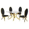 thumbnail image 1 of Square 47" x 47" Clear Glass 5pc Dining Set with Gold Stainless Steel, 1 of 4