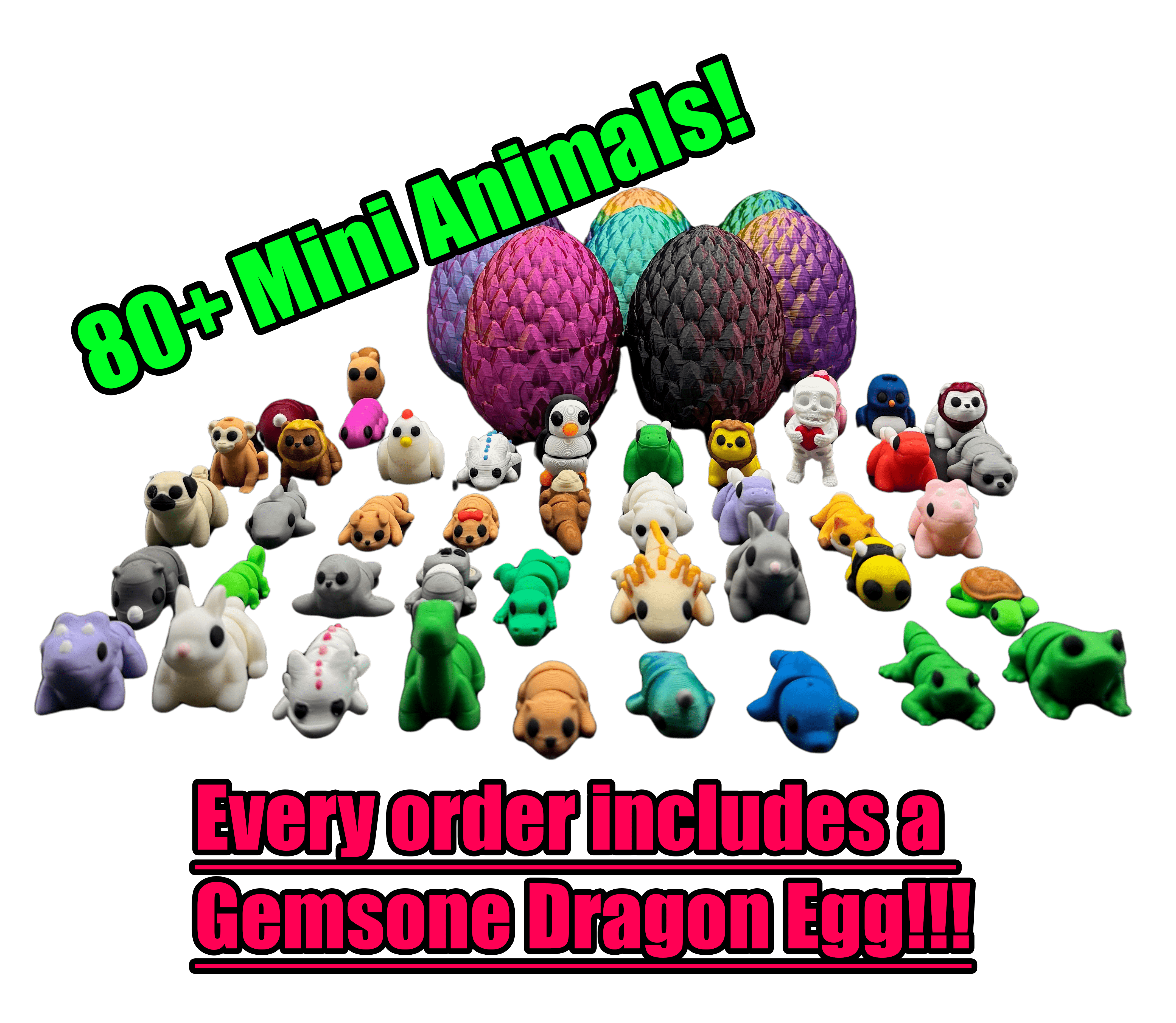 20pc Mystery Mini Animals Pack in Gemstone Dragon Egg