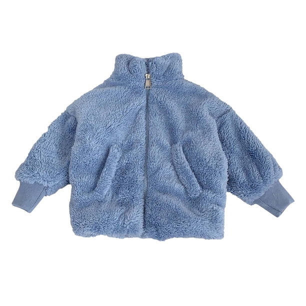 Abrigo De Invierno Para Niños Pequeños, Chaquetas De Abrigo Para Niñas, Chaquetas Cálidas De Felpa Para Niños, Sudadera, Abrigos Gruesos Cómodos Coloridos, Azul Odeerbi LM103-8001