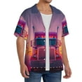 thumbnail image 2 of Yiaed Sunset Truck Highway Print Mens Casual Wrinkle Free Shirts Short Sleeve Button Down Summer Stretch Dress Shirt-Small, 2 of 5