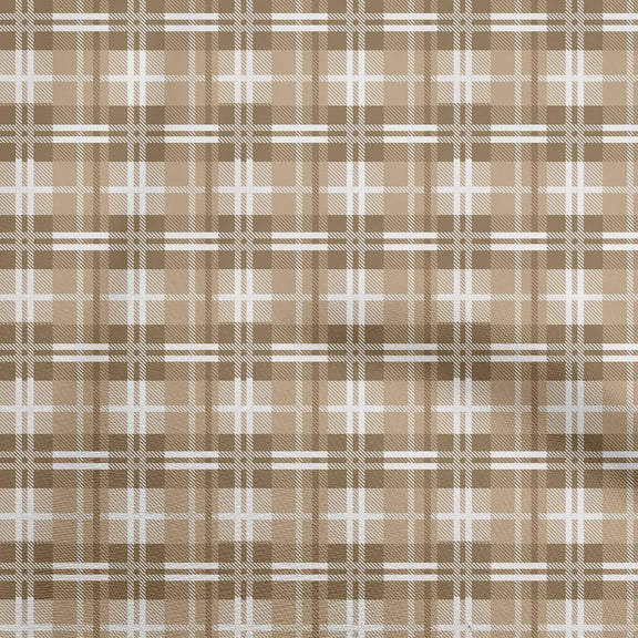 oneOone Viscose Chiffon Light Brown Fabric Check Quilting Supplies Print Sewing Fabric By The Yard 42 Inch Wide-aB
