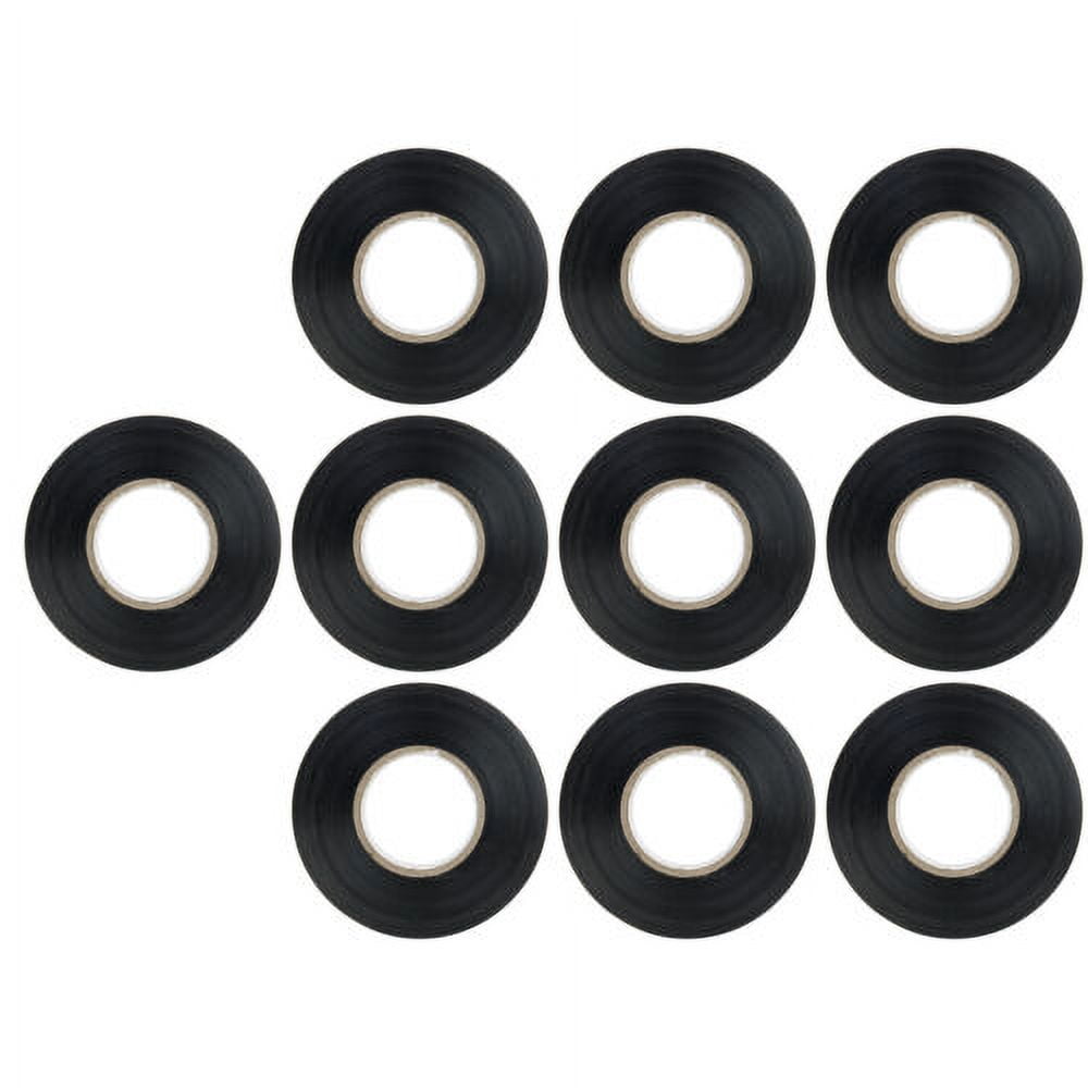 Diodesy- Pack of 10 60-feet Roll Black Electrical Tape, Basic Vinyl PVC Tape, Professional Grade, Multipurpose Insulating High Temperature Wire Wrapping, Flame Retardant, Weatherproof, UL Listed