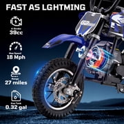 Pescroa Gas Dirt Bike with 27 Miles Max Range, 39cc Dirt Bike for Kids, Kids Dirt Bike with 18 MPH Max Speed, Gas Powered Dirt Bike with 132 LBS Capacity, Mini Motorcycles for Kids, Gas Mini Bike