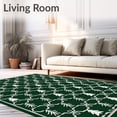 thumbnail image 2 of ODIKA 5'x7' Machine Washable Non-Slip Area Rug, Nordic Woodland Festive with Pine Trees and Snowflake Motifs High Traffic Rug, Green, 621814, 2 of 7