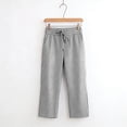 thumbnail image 4 of Yertdoel Linen Capri Pants for Women, Striped Print Elastic Waist Drawstring Pants Soft Lightweight Summer Daily Casual Cropped Pants, S-3XL, 4 of 6
