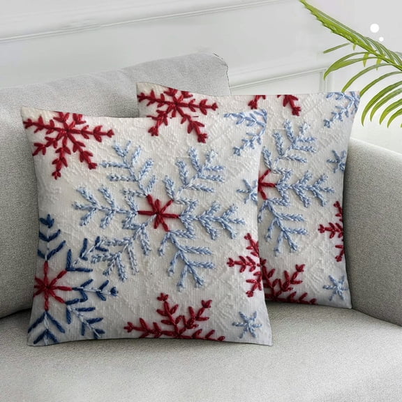 Acheng Christmas Decorative Throw Pillow Covers Soft Faux Fur Pillow Cases with Snowflake Cute Pillowcases Holiday Decor for Couch Sofa Bedroom,Set of 2 White