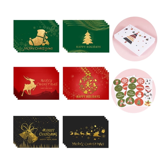 Amdohai 24 Pcs Cartes de Vœux Joyeux Noël avec Autocollants Ensemble 6