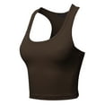 thumbnail image 2 of A2Y Women's Basic Cotton Casual Scoop Neck Cropped Racerback Tank Tops Brown XL, 2 of 5