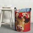 thumbnail image 5 of Picia White And Red Daisy Cow Large Laundry Basket, Waterproof, Freestanding Laundry Hamper, Collapsible Tall Clothes Hamper with Extended Handles-Small, 5 of 8