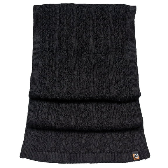 Alpaca Flat Knit Scarf for Men or Women - Made in the USA - Super Soft Baby Alpaca - Black