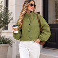 thumbnail image 5 of Women's Cropped Jackets Lightweight Windbreaker Mock Neck Jackets Snap Button Long Sleeve Casual Fall Winter Outerwear Coat,Green,M, 5 of 5