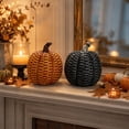 thumbnail image 6 of Mskk 4.3" Resin Wicker Weaving Pattern Pumpkin Halloween Decoration, Artificial Pumpkin Ornament for Tabletop Mantel Shelf Indoor Outdoor Decoration, 6 of 8
