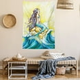 thumbnail image 2 of Mermaid Tapestry, Magical Mermaid Sitting on Rock Sunny Day Colored Pencil Drawing Effect, Wall Hanging for Bedroom Living Room Dorm Decor, 60W X 80L Inches, Yellow Blue Purple, by Ambesonne, 2 of 5