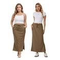thumbnail image 7 of Nestiefly Womens Side Slit Maxi Skirts Elastic High Waisted Drawstring Casual Long Sweat Skirts, 7 of 7