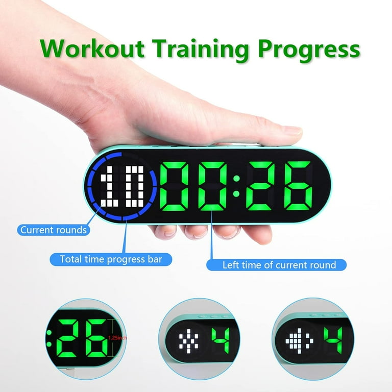 Portable Gym Timer for Home Gym Interval Timer for Workout with Time Progress Bar Rounds Workout Clock for Boxing HIIT Tabata Emom Fitness Rechargeable Battery Powered Walmart