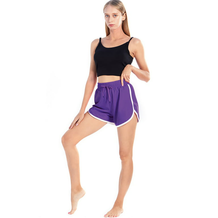Fast Drying Drawstring Women's Running Workout Shorts, Yoga Sport