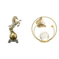 thumbnail image 1 of Estatua de caballo, arte artesanal, adorno, bola de cristal, escultura de metal, figura coleccionable moderna de resina, decorativa para centro de mes, 1 of 8