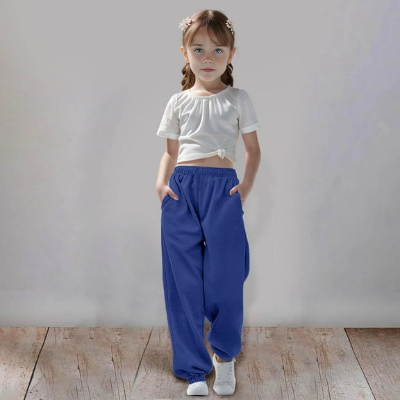 Kids Girl Sweatpants with Pockets Girls Solid Pants Girlss Active Pants Teen Outfits 3-4 Years