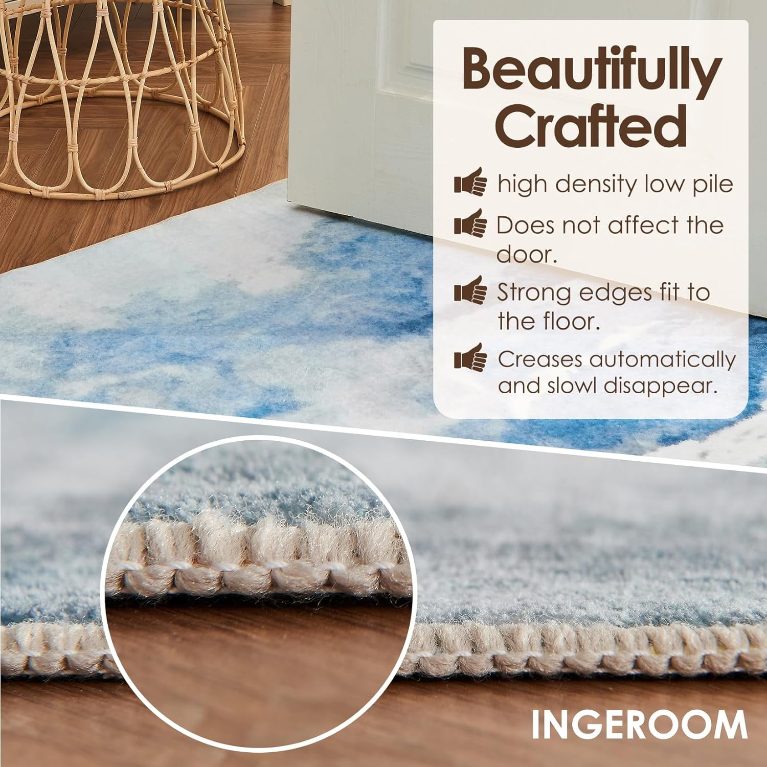 OMERAI Area Rug Living Room Rugs 8'x 10' Soft Abstract Pattern Rug, Stain Resistant Non Slip Low Pile Accent Carpet
