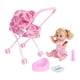 thumbnail image 4 of Cochecito de muñeca y biberón para cama de pañales, 5 piezas, con muñeca, juguete de simulación para niños, bebés, edades de 0 a 2 años Fresa, 4 of 9