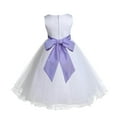 thumbnail image 3 of Ekidsbridal Satin White Lilac Tulle Rattail Flower Girl Dress Junior Bridesmaid Dance Recital Wedding Beauty Pageant Princess 829S 12, 3 of 3