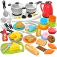 thumbnail image 1 of 66PCS Pretend Play Kitchen Toys Cookware with Play Food Toy Set - Pretend Play Toy Kitchen Set - Cooking Stove and Accessories, Tableware Dish Set (4 Persons), 1 of 8