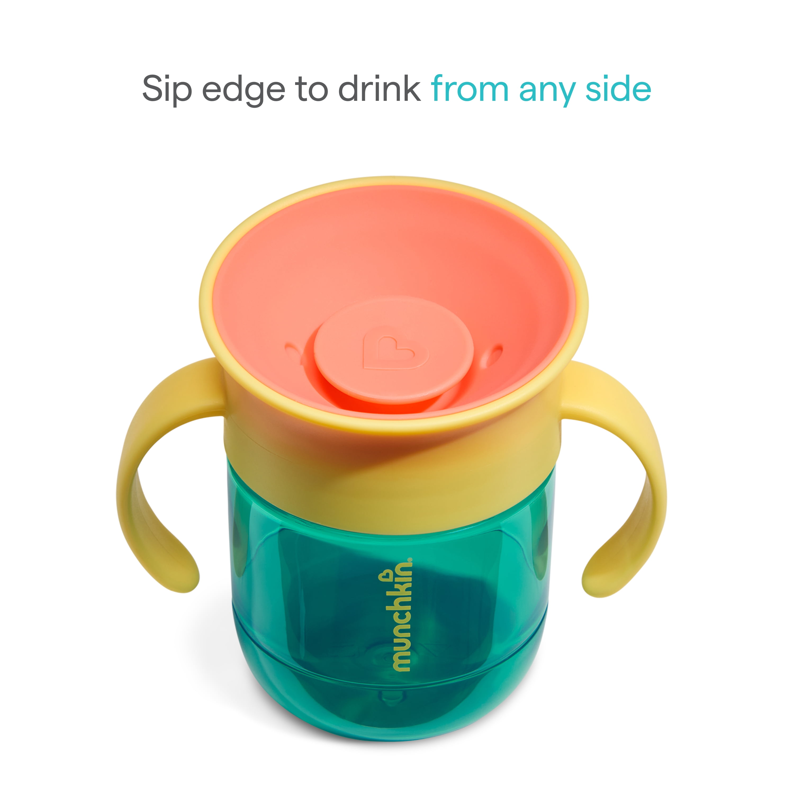 Munchkin Miracle 360 Toddler Sippy Cup with Spill-Proof Valve, Trainer Handles, 6+ Months, 7 oz, Dark Blue